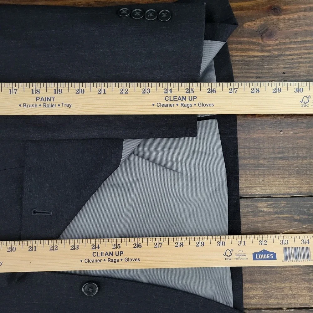 Pronto Uomo Men's Sport‎ Coat Blazer Two Button Charcoal Gray Wool Polyester 42L